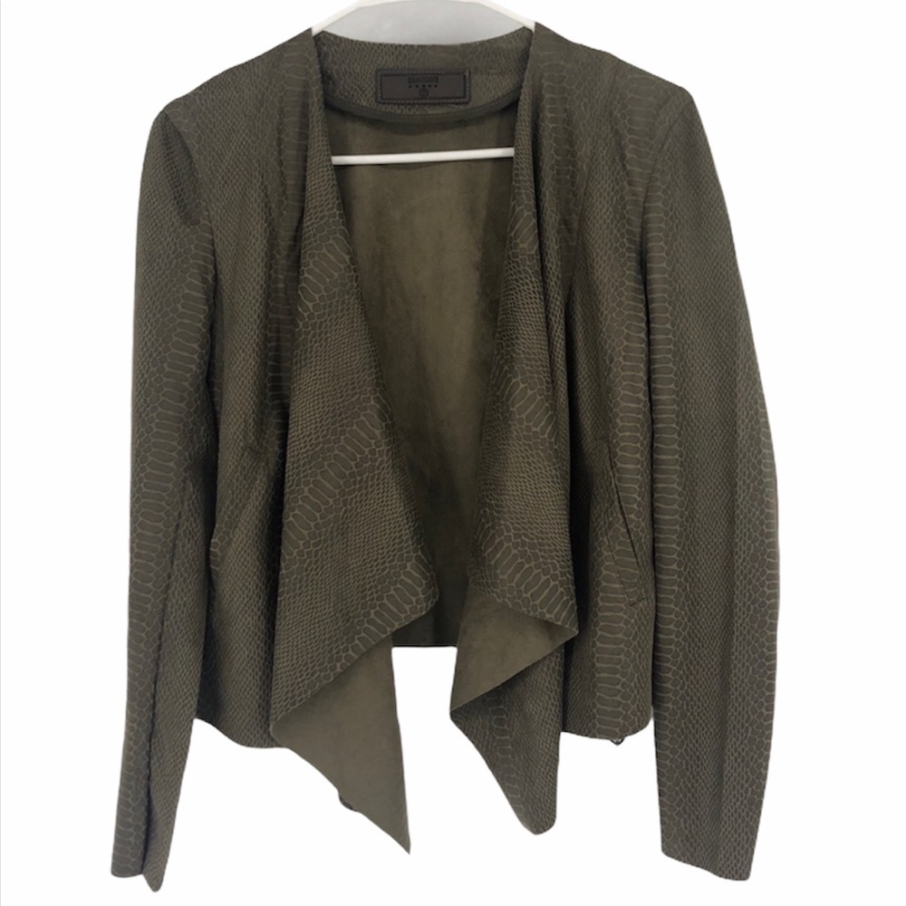 BLANK NYC NEW Draped Olive Green Snake Jacket Cardigan - Picture 1 of 6